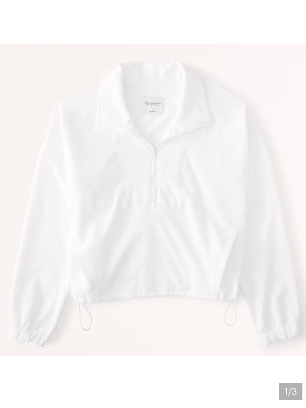 Abercrombie & Fitch Cropped White Half-Zip Pullover